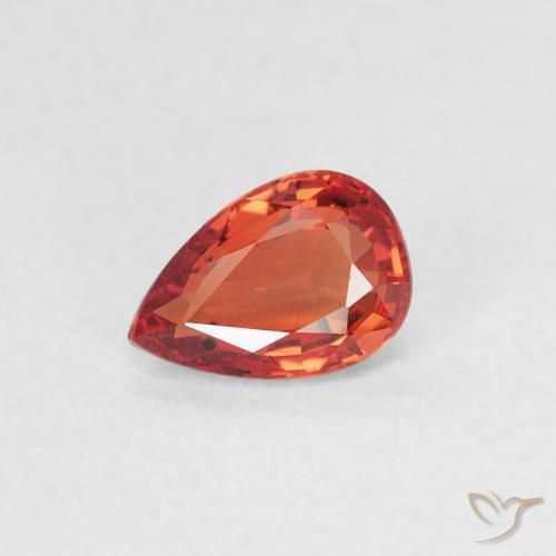 0.56ct 天然 赤みがかったオレンジ サファイア, 洋梨の形, VVS-VS