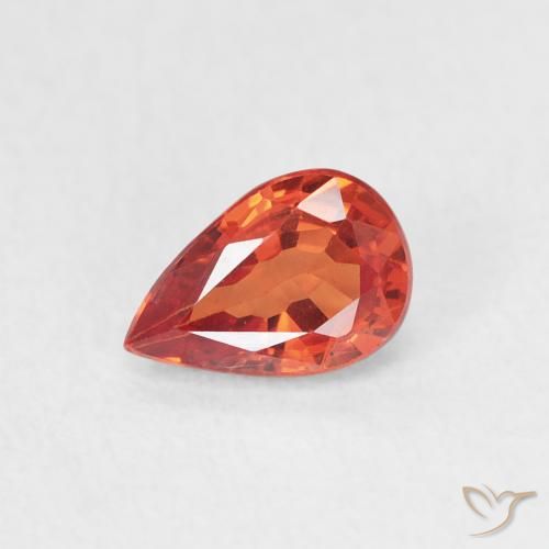 0.63ct 天然 ウォームオレンジ サファイア, 洋梨の形, VS
