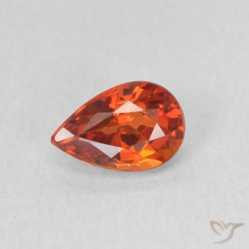 0.69ct 天然 赤みがかったオレンジ サファイア, 洋梨の形, VVS-VS