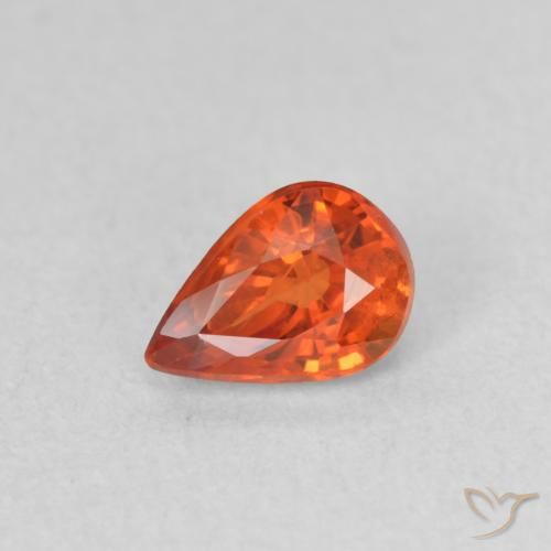 0.58ct 天然 赤みがかったオレンジ サファイア, 洋梨の形, VS