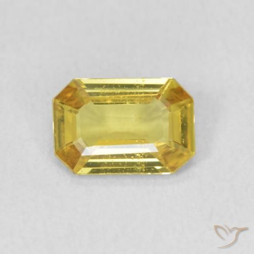 0.57ct 天然 ミディアムイエロー サファイア, エメラルドカット, VVS-VS