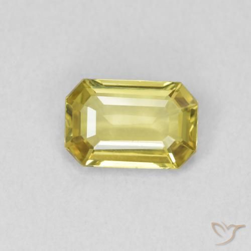 0.65ct 天然 ミディアムイエロー サファイア, エメラルドカット, VVS