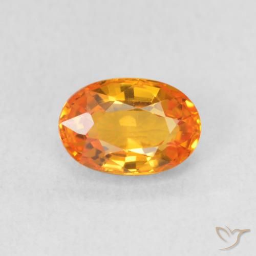 0.64ct 天然 鮮やかなオレンジ サファイア, 楕円形, VVS
