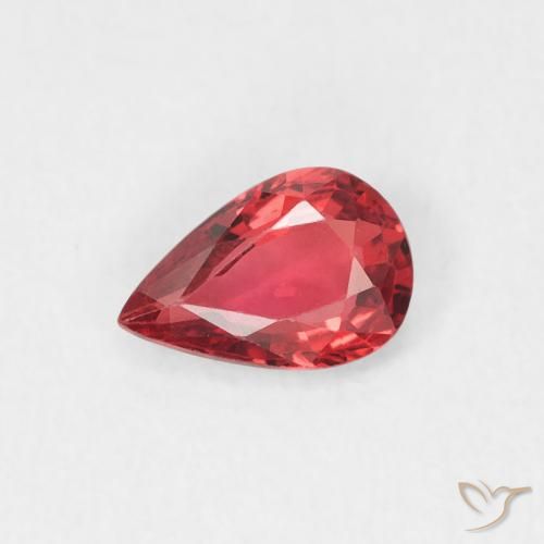 0.45ct 天然 ミディアムレッド サファイア, 洋梨の形, VVS
