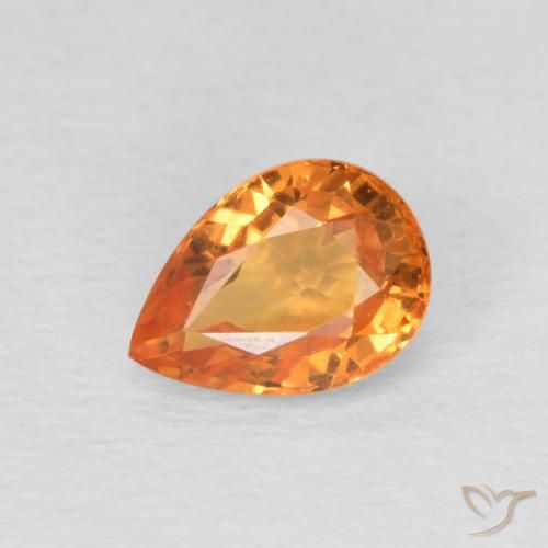 1.05ct 天然 鮮やかなオレンジ サファイア, 洋梨の形, VS