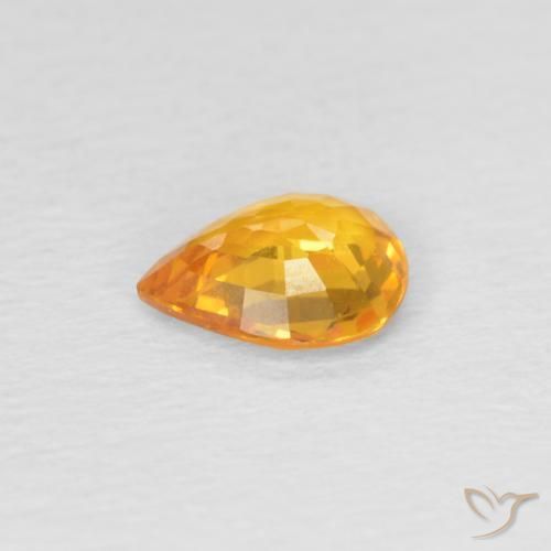 0.60カラットの天然ミディアムオレンジサファイア、洋梨の形、VVS-VS