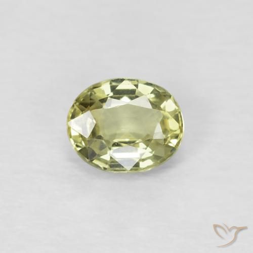 0.50ct 天然 ライトグリーンがかったイエロー サファイア, 楕円形, VVS