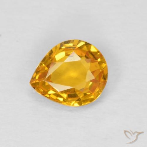 0.61ct 天然 Medium Light Orange-Gold サファイア, 洋梨の形, VS
