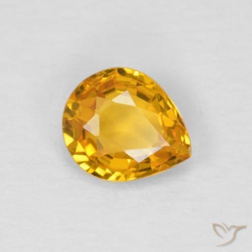 0.61カラットの天然Medium Light Orange-Goldサファイア、洋梨の形、VS