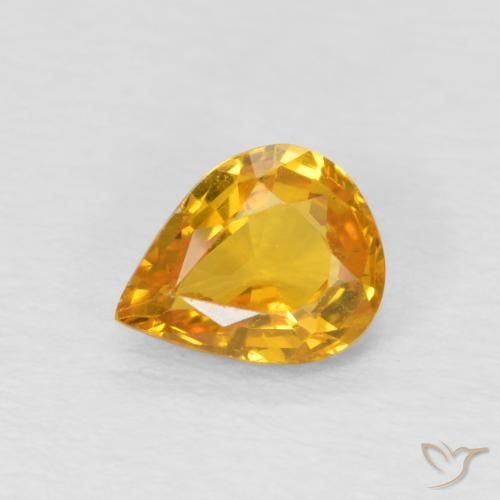 0.65ct 天然 オレンジゴールド サファイア, 洋梨の形, VS