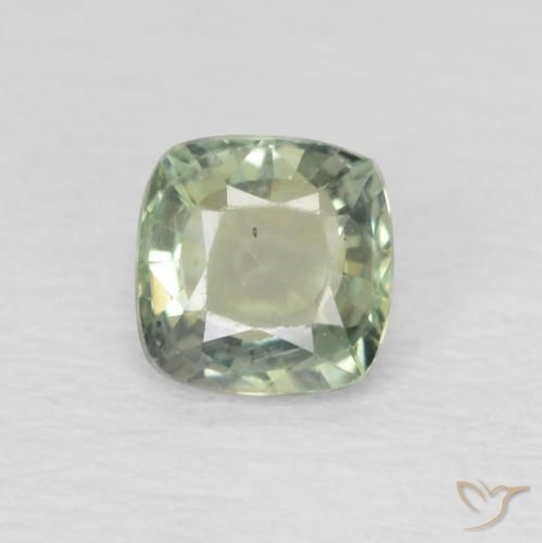 0.49ct 天然 薄いセージグリーン サファイア, クッション, VS