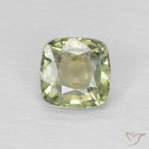0.57ct 天然 薄いペアーグリーン サファイア, クッション, VS
