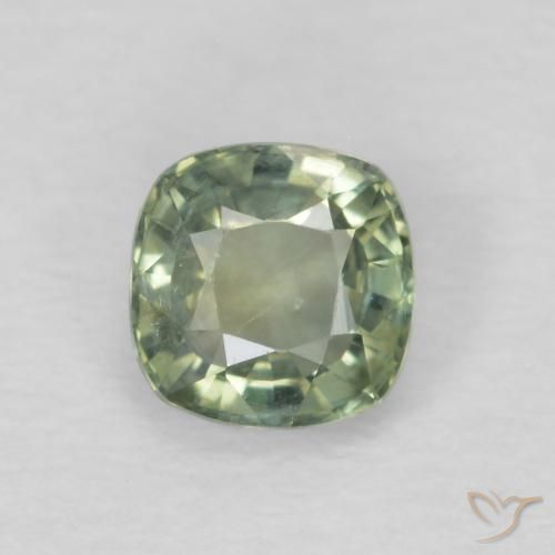 0.52ct 天然 セージグリーン サファイア, クッション, VS