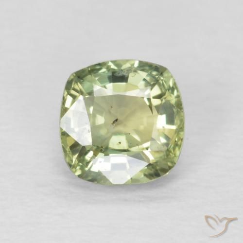 0.59ct 天然 非常に薄いセージグリーン サファイア, クッション, VS
