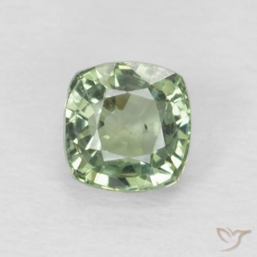 0.65ct 天然 薄いセージグリーン サファイア, クッション, VS