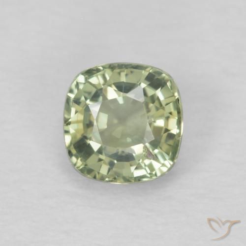 0.48ct 天然 非常に薄い緑 サファイア, クッション, VS