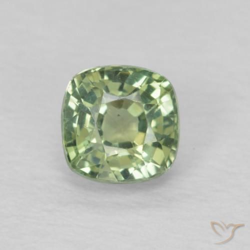 0.54ct 天然 薄いセージグリーン サファイア, クッション, VS