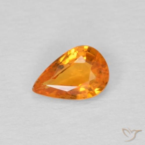 0.47ct 天然 鮮やかなオレンジ サファイア, 洋梨の形, VS