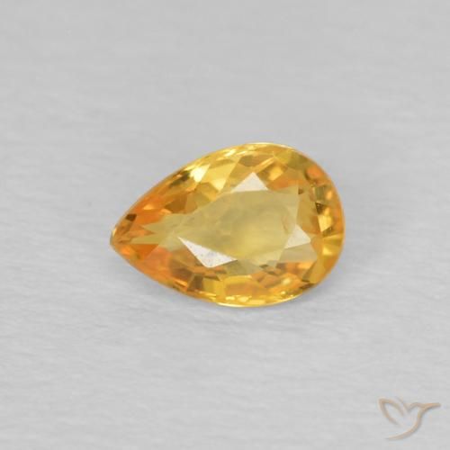 0.44ct 天然 濃いゴールデンオレンジ サファイア, 洋梨の形, VS