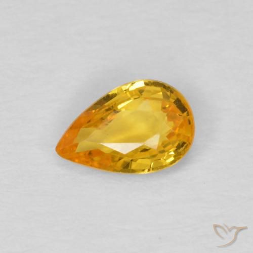 0.45ct 天然 濃いゴールデンオレンジ サファイア, 洋梨の形, VS