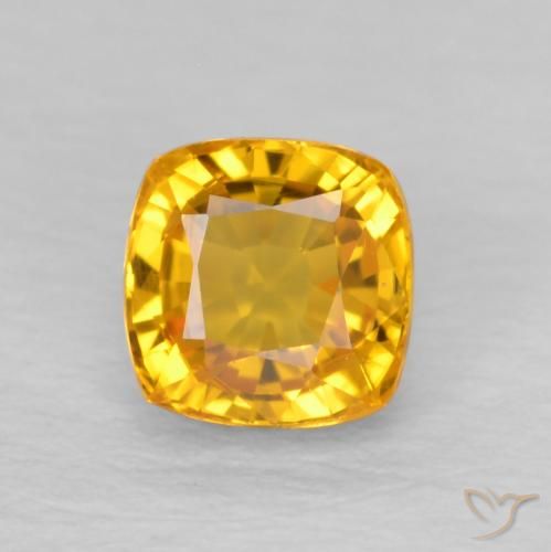 0.71ct 天然 ミディアムゴールド サファイア, クッション, VVS-VS