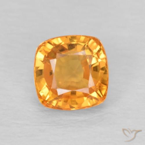 0.71ct 天然 ミディアムオレンジ サファイア, クッション, VVS-VS