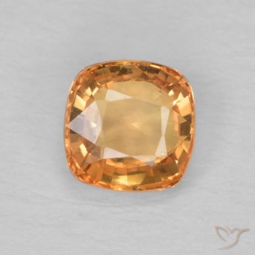 0.62ct 天然 ミディアムオレンジ サファイア, クッション, VVS-VS