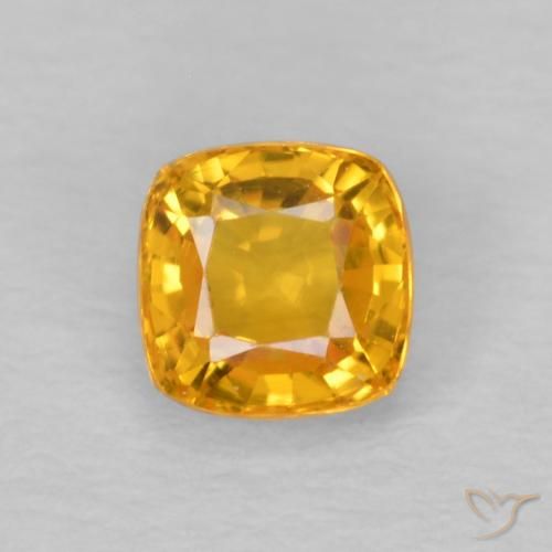 0.62ct 天然 ミディアムオレンジ サファイア, クッション, VVS