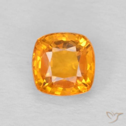 0.67ct 天然 ミディアムオレンジ サファイア, クッション, VVS