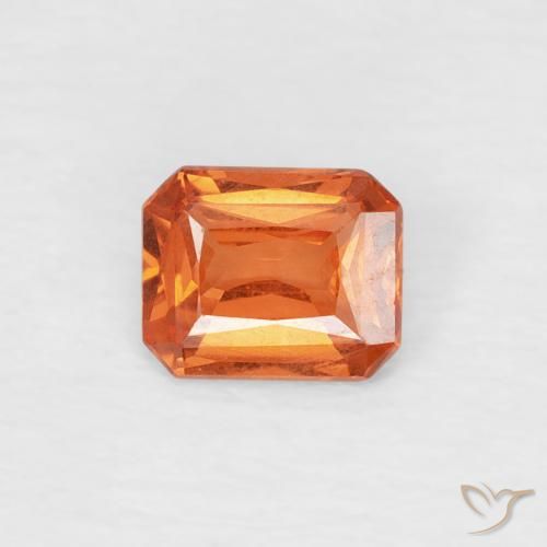 0.46ct 天然 赤みがかったオレンジ サファイア, エメラルドカット, VVS