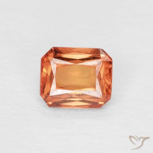 0.55ct 天然 ファイアオレンジ サファイア, エメラルドカット, VVS