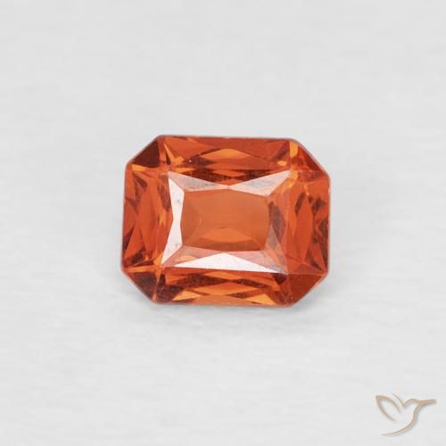 0.46ct 天然 アンバーオレンジ サファイア, エメラルドカット, VVS