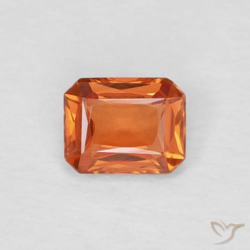 0.42ct 天然 Medium Dark-Orange サファイア, エメラルドカット, VVS