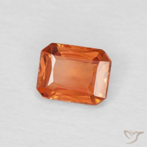 0.42カラットの天然Medium Dark-Orangeサファイア、八角形 / エメラルドカット、VVS