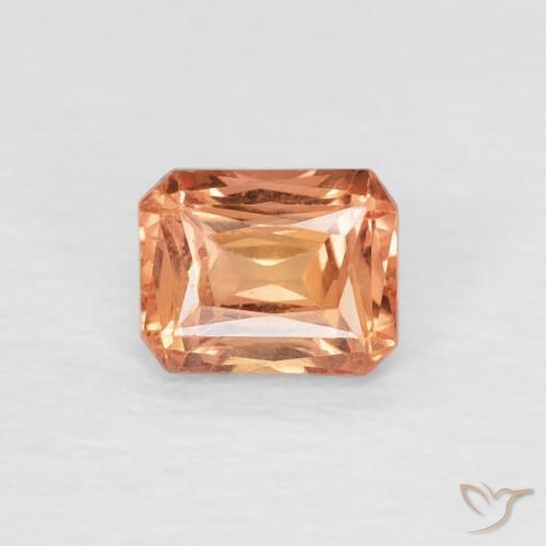 0.55ct 天然 ミディアムオレンジ サファイア, エメラルドカット, VVS