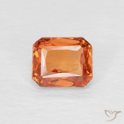 0.63ct 天然 黄色がかったオレンジ サファイア, 八角形 / エメラルドカット, VVS, Photo A