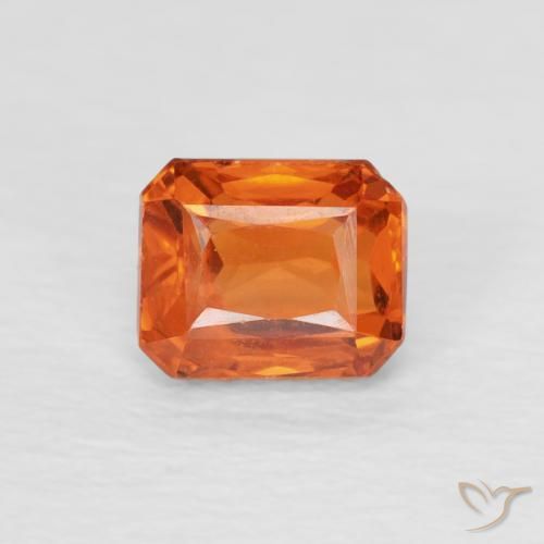 0.79ct 天然 ミディアムオレンジ サファイア, エメラルドカット, VVS
