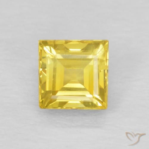 0.60ct 天然 ミディアムイエロー サファイア, 四角形, VVS-VS