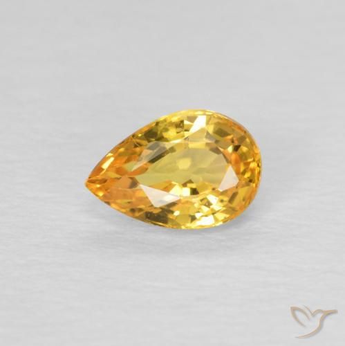 0.54ct 天然 濃いゴールデンオレンジ サファイア, 洋梨の形, VVS