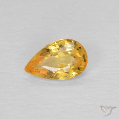 0.43ct 天然 濃いゴールデンオレンジ サファイア, 洋梨の形, VVS-VS
