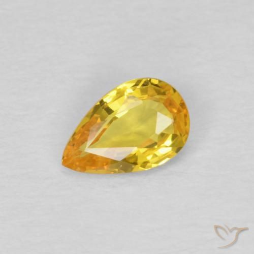 0.42ct 天然 ゴールド サファイア, 洋梨の形, VVS-VS