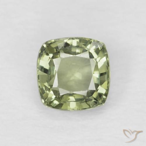 0.65ct 天然 非常に薄い緑 サファイア, クッション, VVS