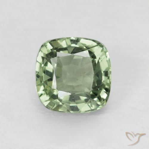 0.73ct 天然 薄いセージグリーン サファイア, クッション, VVS