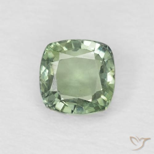 0.60ct 天然 薄いセージグリーン サファイア, クッション, VVS