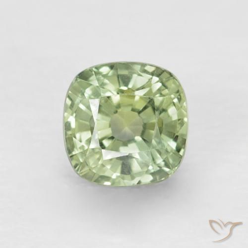 0.88ct 天然 薄いセージグリーン サファイア, クッション, VVS-VS