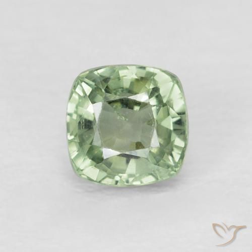 0.69ct 天然 薄い黄がかった緑 サファイア, クッション, VVS-VS