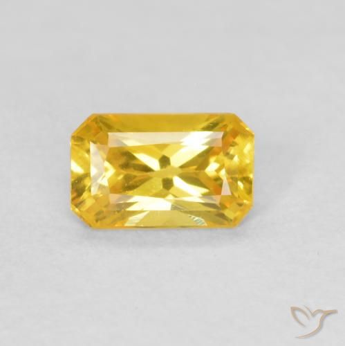 0.38ct 天然 ゴールドオレンジ サファイア, エメラルドカット, VS