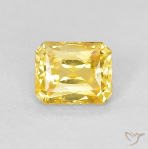 0.56ct 天然 ミディアムイエロー サファイア, エメラルドカット, VS