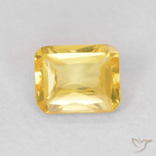 0.50ct 天然 ミディアムゴールデン サファイア, エメラルドカット, VVS-VS