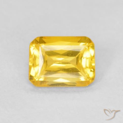 0.50ct 天然 ミディアムゴールデン サファイア, エメラルドカット, VVS-VS